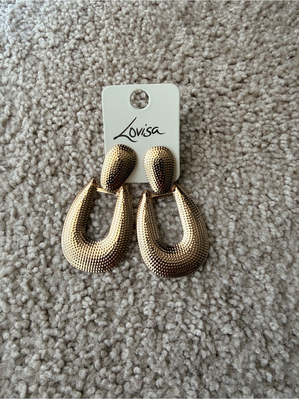 Lovisa Gold Textured Statement Drop Earrings NWT